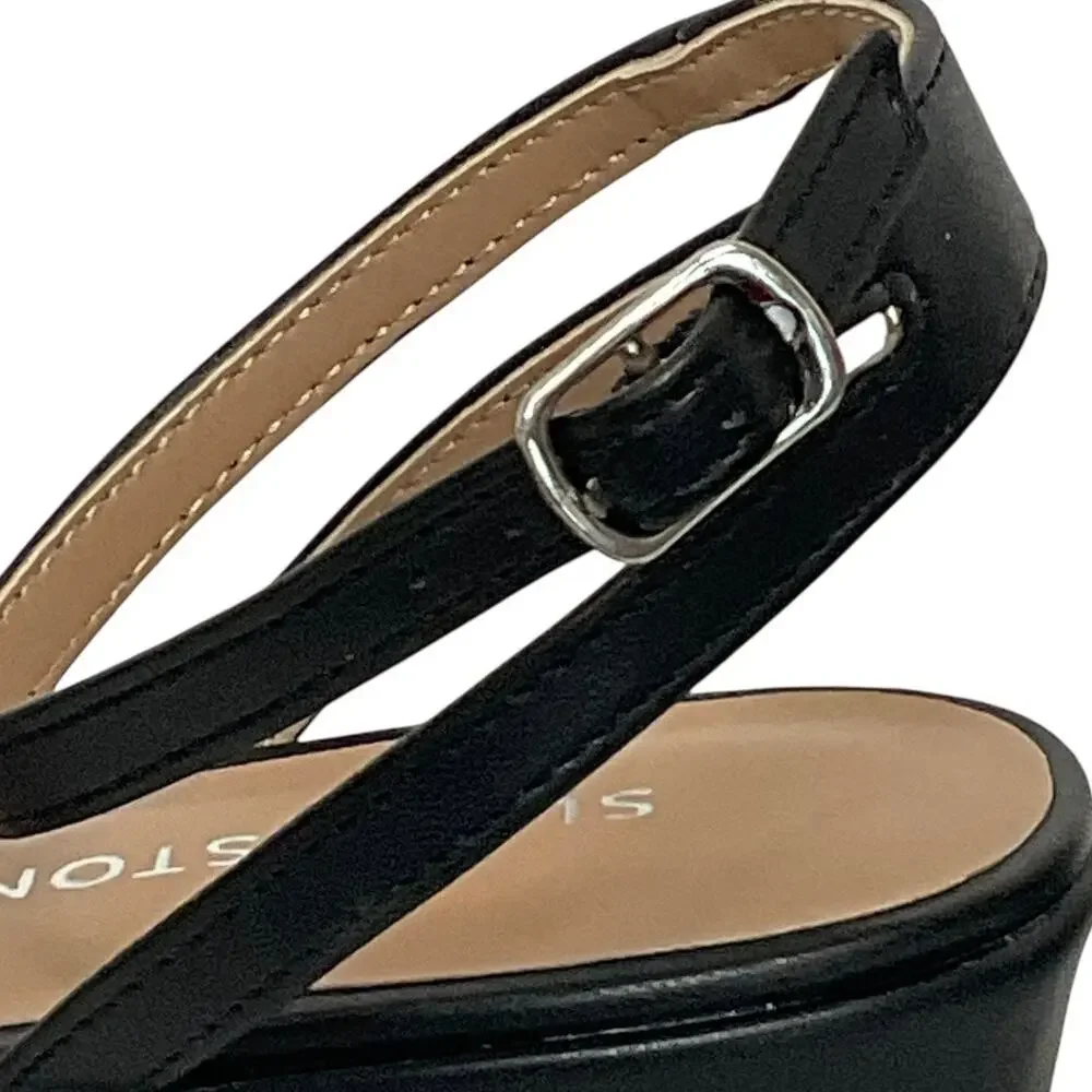 Sun + Stone Women's Alyssaa Strappy Platform Wedge Heel Sandals Black Size 10